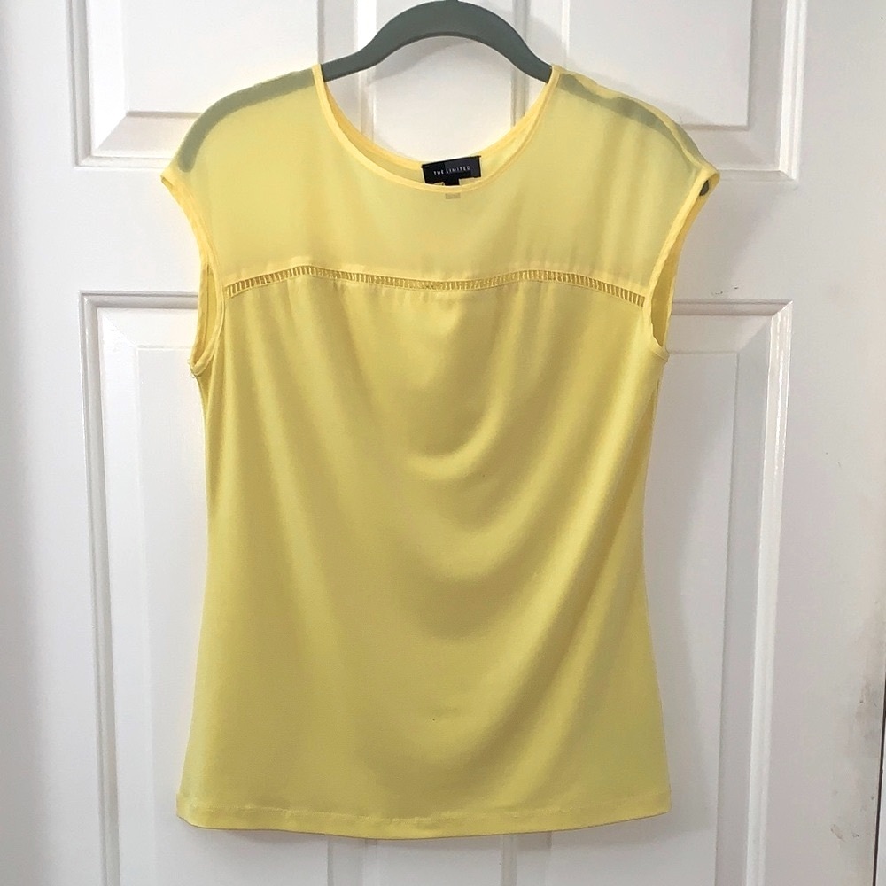 The Limited Boatneck Blousy Top w/ Sheer Shoulders Women’s Size Small